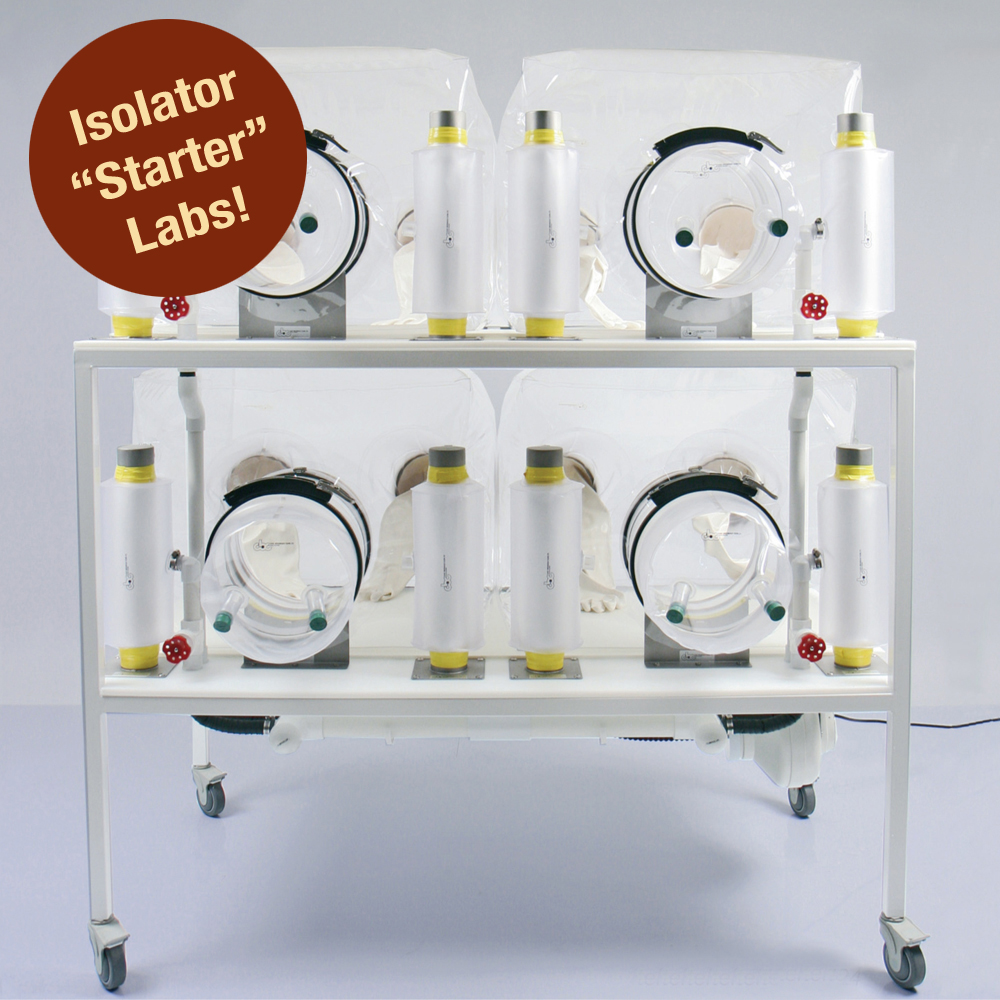 CBC Quad Isolator Starter Lab maximizes lab space and allows researchers to conduct four different experiments with mice or other rodents at one time.  Starter labs come with all the accessories necessary for a complete working lab.  Saving you time and money compared to jury-rigging a system yourself using parts from different manufacturers and suppliers.